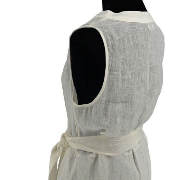 Faherty Womens‎ Bria Sleeveless Lace Trim Linen Belted Dress Cream Size Small - Picture 8 of 14